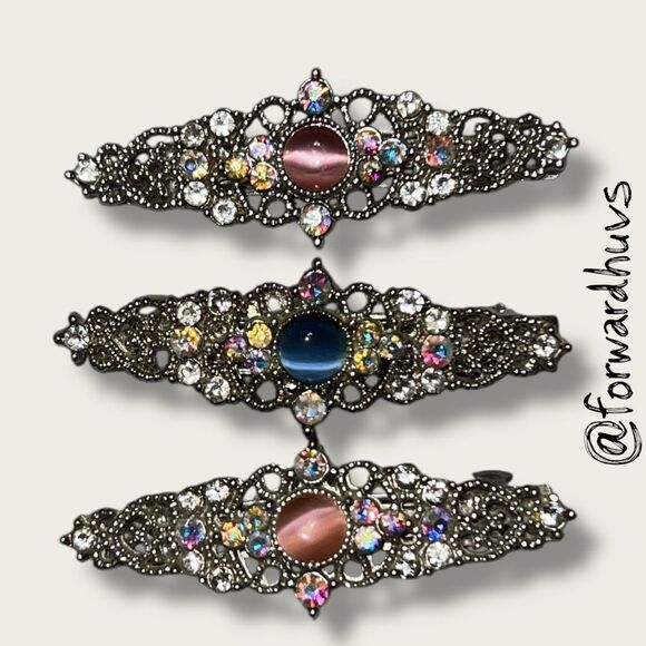 Vintage Style Silver-Tone Hair Barrettes – Ornate Filigree Set - Picture 3 of 7